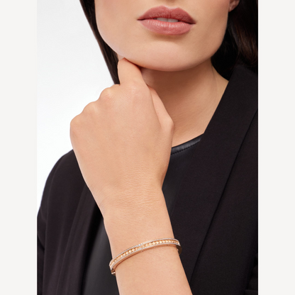 [Love Lucky]ZERO 1 SPIRAL AND PAVED DIAMOND PINK GOLD BRACELET
