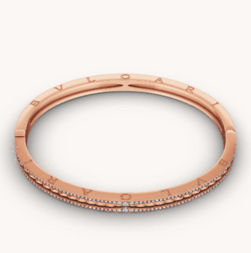 [Love Lucky]ZERO 1 SPIRAL AND PAVED DIAMOND PINK GOLD BRACELET