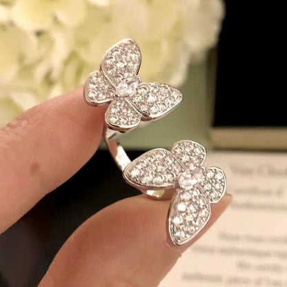 [Love Lucky]TWIN SILVER BUTTERFLY DIAMOND RING