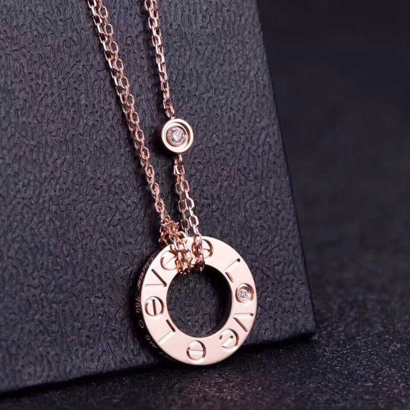 [Love Lucky]LOVE NECKLACE 16MM 2 DIAMONDS