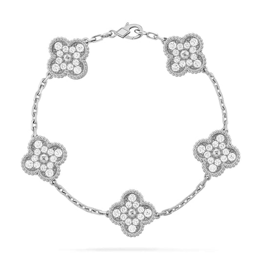 [Love Lucky]CLOVER 5 MOTIFS  DIAMOND BRACELET SILVER