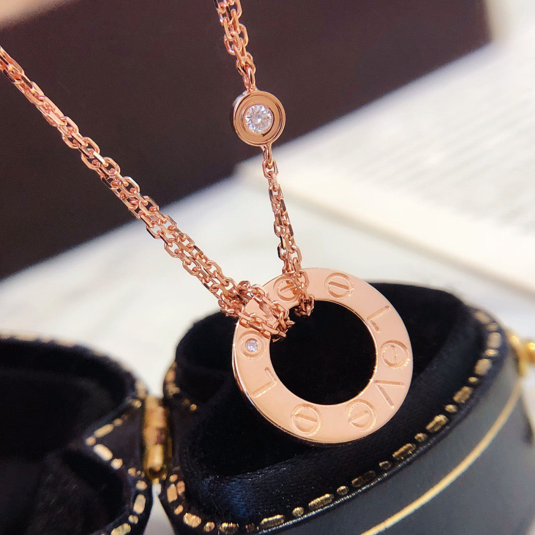[Love Lucky]LOVE NECKLACE 16MM 2 DIAMONDS