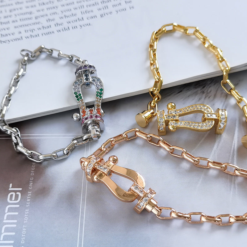 [Love Lucky]FORCE LARGE HORSESHOE CLASP  METAL BRACELET