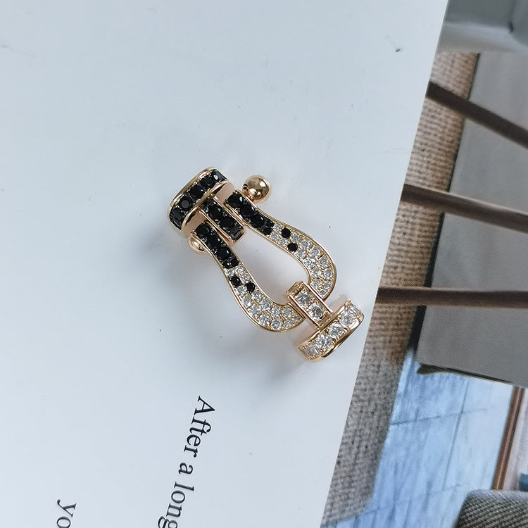 [Love Lucky]FORCE LARGE HORSESHOE BLACK WHITE DIAMOND BRACELET ROSE GOLD