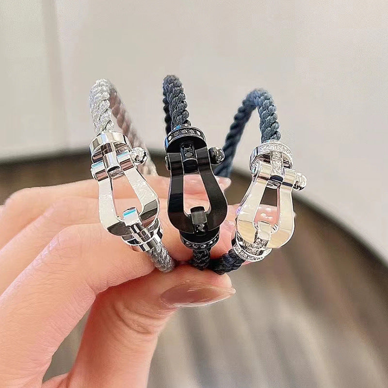 [Love Lucky]FORCE LARGE HORSESHOE FULL DIAMOND BRACELET ROSE GOLD
