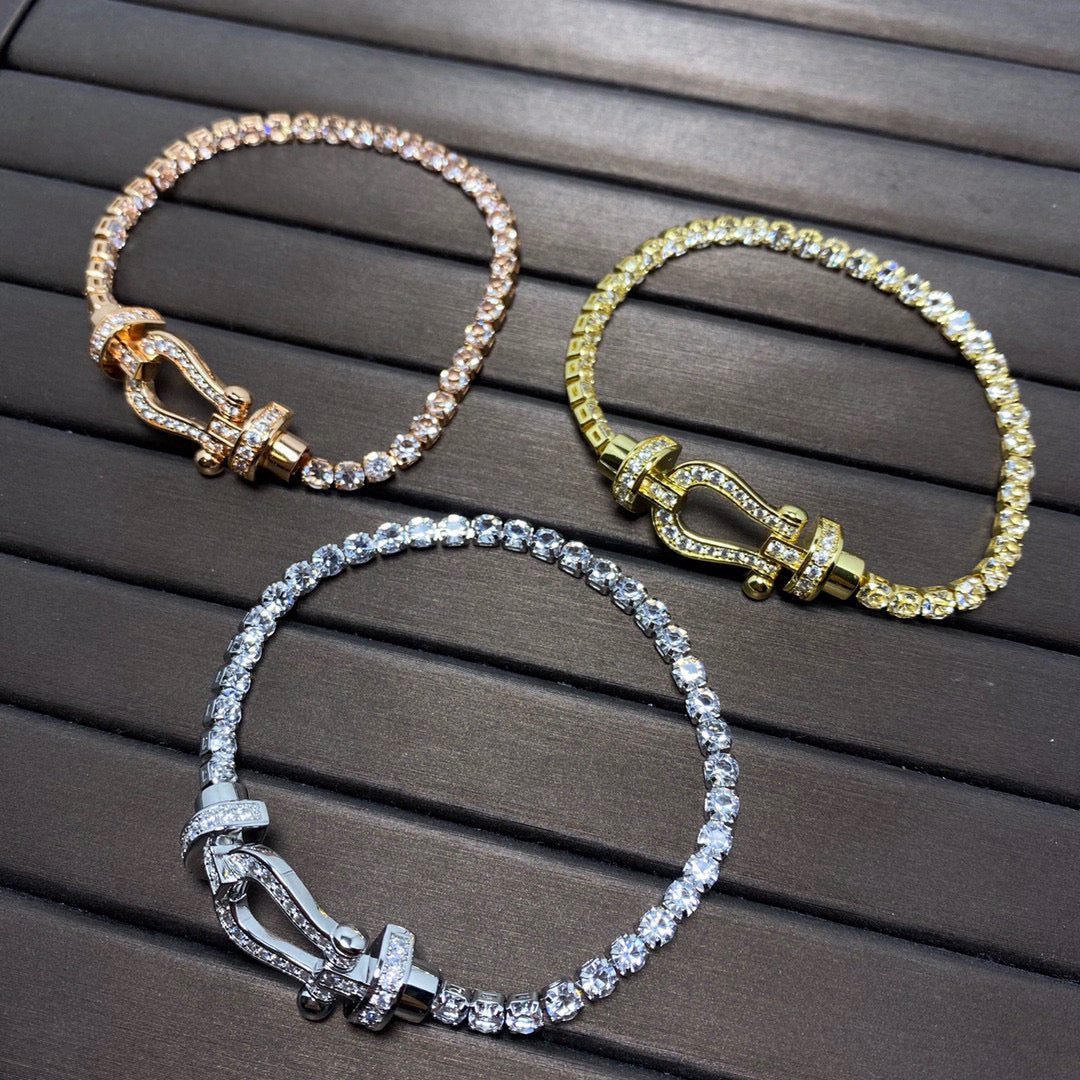 [Love Lucky]FORCE  LARGE HORSESHOE FULL DIAMOND TENNIS BRACELET