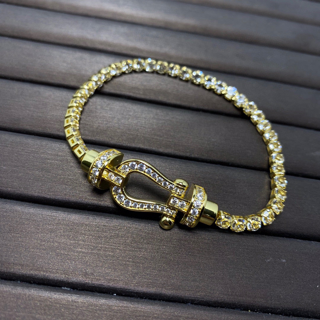 [Love Lucky]FORCE  LARGE HORSESHOE FULL DIAMOND TENNIS BRACELET