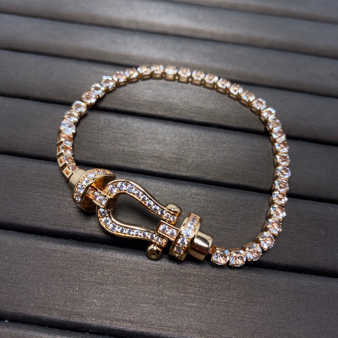[Love Lucky]FORCE  LARGE HORSESHOE FULL DIAMOND TENNIS BRACELET
