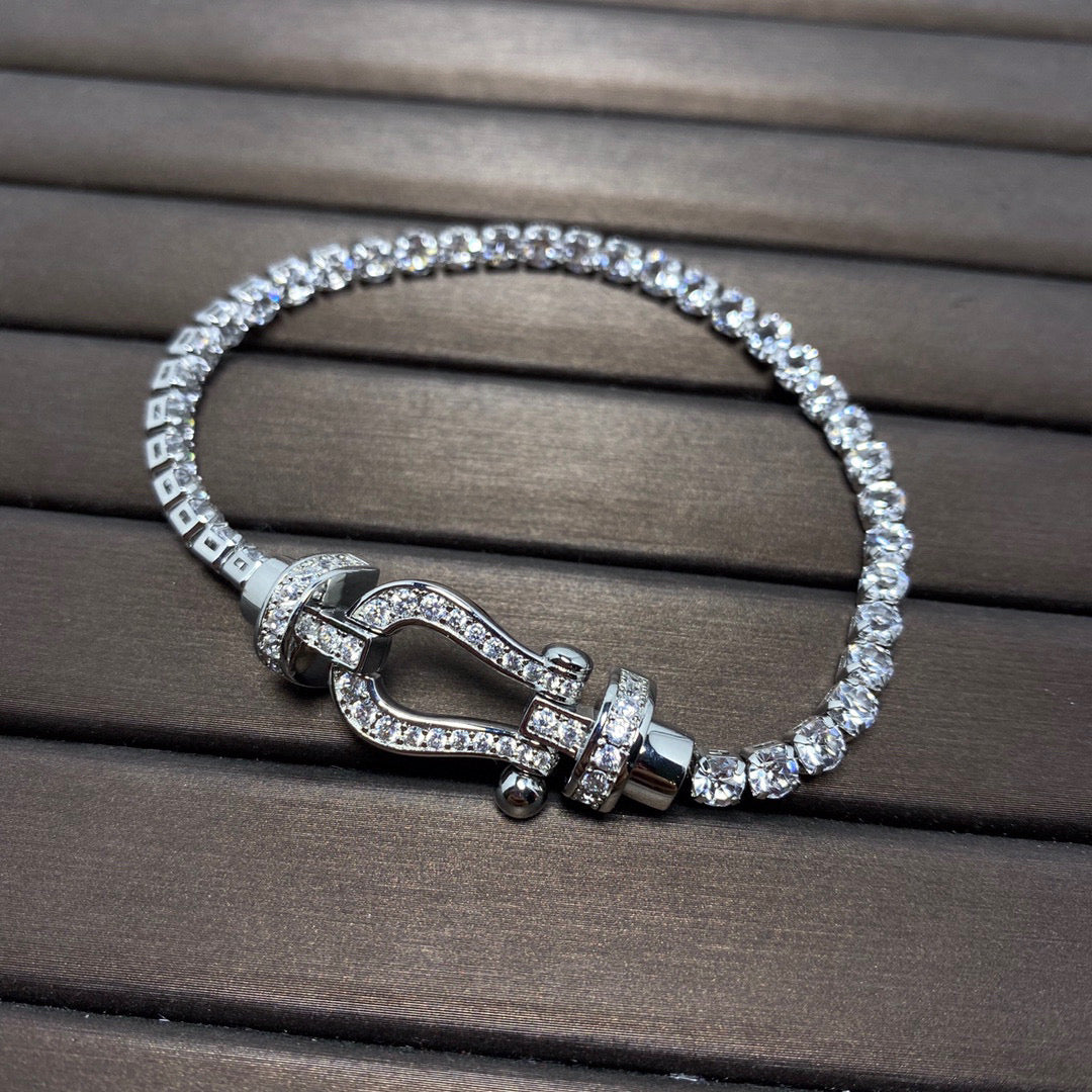 [Love Lucky]FORCE  LARGE HORSESHOE FULL DIAMOND TENNIS BRACELET