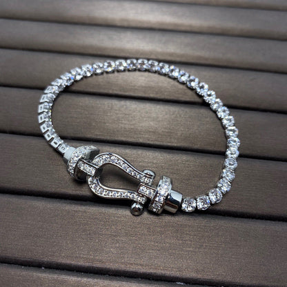 [Love Lucky]FORCE  LARGE HORSESHOE FULL DIAMOND TENNIS BRACELET