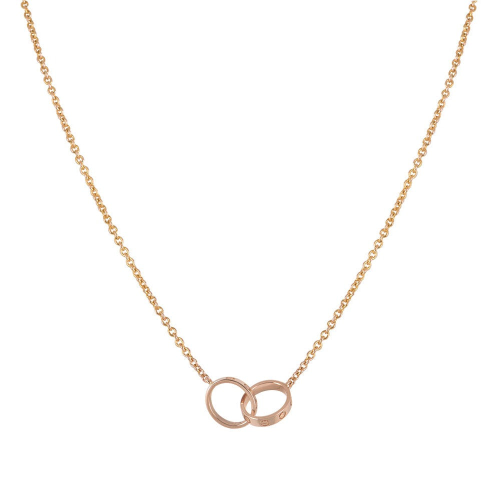 [Love Lucky]LOVE NECKLACE DOUBLE RING PINK GOLD