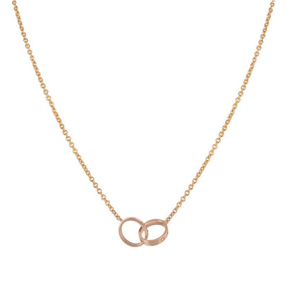 [Love Lucky]LOVE NECKLACE DOUBLE RING PINK GOLD