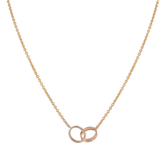 [Love Lucky]LOVE NECKLACE DOUBLE RING PINK GOLD