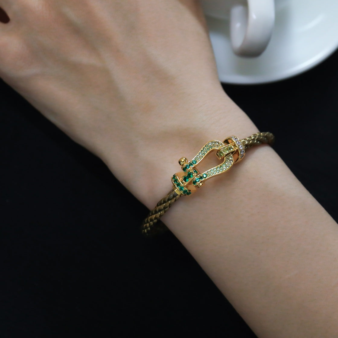 [Love Lucky]FORCE 10 GOLD GREEN DIAMOND PAVED