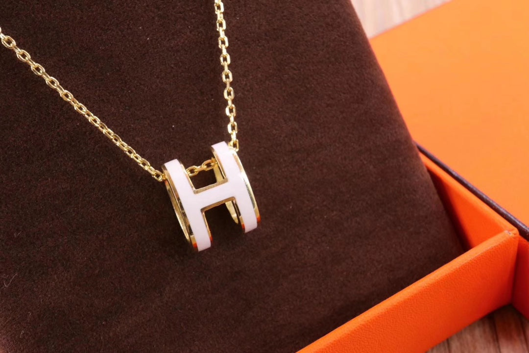 [Love Lucky]HM CLIC YELLOW ENAMEL GOLD NECKLACE