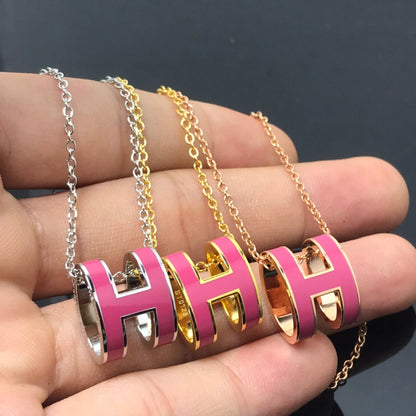 [Love Lucky]H NECKLACE PINK