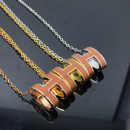 [Love Lucky]H NECKLACE BROWN