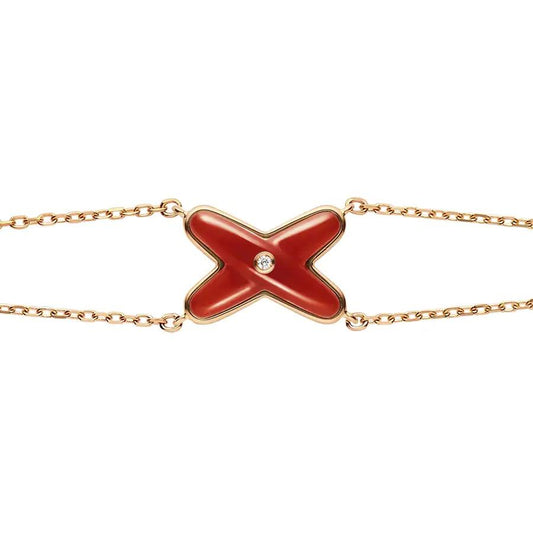 [Love Lucky]JEUX BRACELET CARNELIAN PINK GOLD 1 DIAMOND
