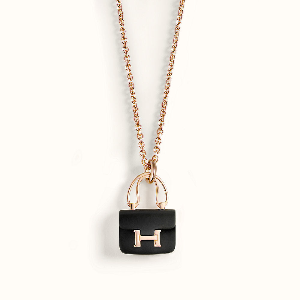 [Love Lucky]CONSTANCE BLACK PEDANT PINK GOLD NECKLACE