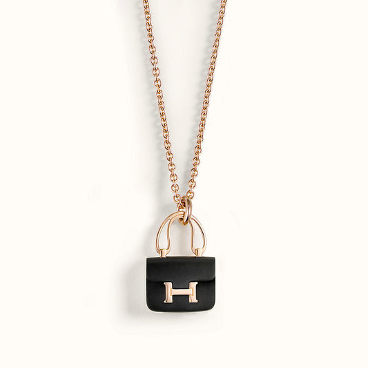 [Love Lucky]CONSTANCE BLACK PEDANT PINK GOLD NECKLACE