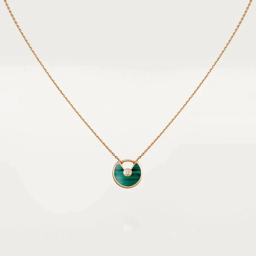 [Love Lucky]AMULETTE ROSE GOLD MALACHITE NECKLACE