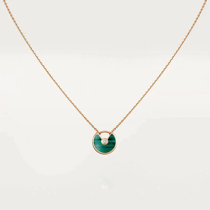 [Love Lucky]AMULETTE ROSE GOLD MALACHITE NECKLACE
