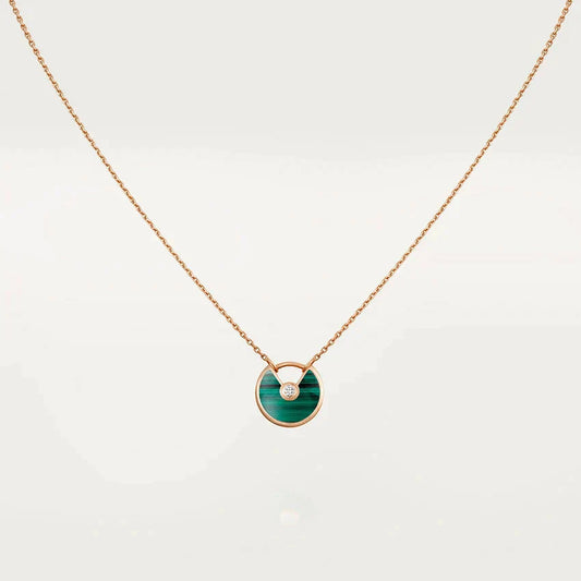 [Love Lucky]AMULETTE ROSE GOLD MALACHITE NECKLACE