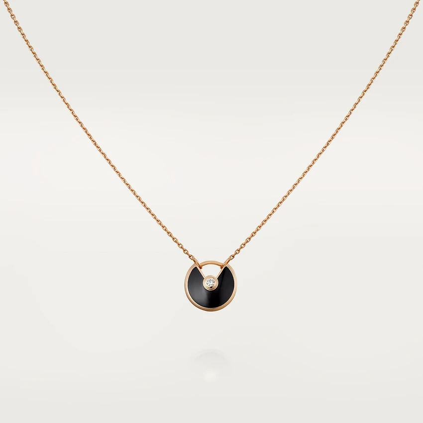 [Love Lucky]AMULETTE ROSE GOLD ONYX NECKLACE