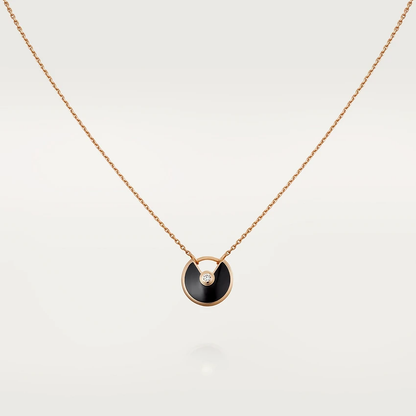 [Love Lucky]AMULETTE ROSE GOLD ONYX NECKLACE
