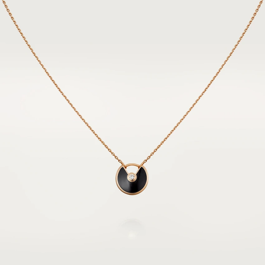 [Love Lucky]AMULETTE ROSE GOLD ONYX NECKLACE