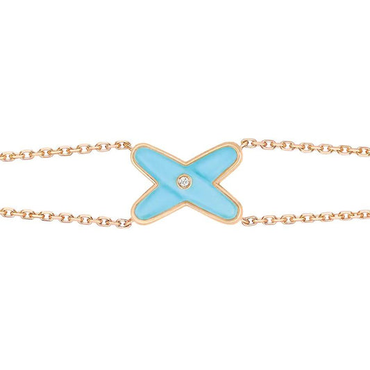 [Love Lucky]JEUX BRACELET TURQUOISE PINK GOLD 1 DIAMOND