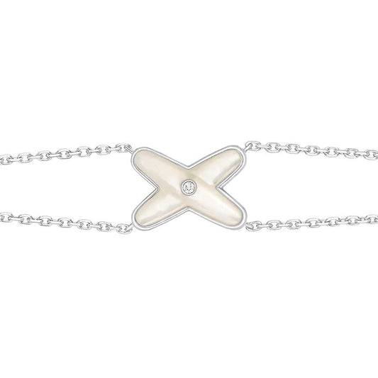 [Love Lucky]JEUX BRACELET WHITE MOP SILVER 1 DIAMOND