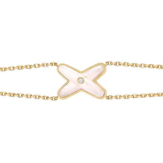 [Love Lucky]JEUX BRACELET WHITE MOP GOLD 1 DIAMOND