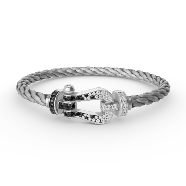 [Love Lucky]FORCE LARGE HORSESHOE BLACK WHITE DIAMOND BRACELET SILVER
