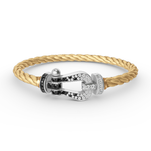 [Love Lucky]FORCE LARGE HORSESHOE BLACK WHITE DIAMOND BRACELET SILVER
