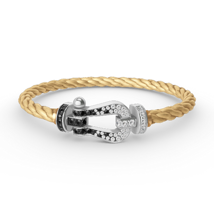 [Love Lucky]FORCE LARGE HORSESHOE BLACK WHITE DIAMOND BRACELET SILVER