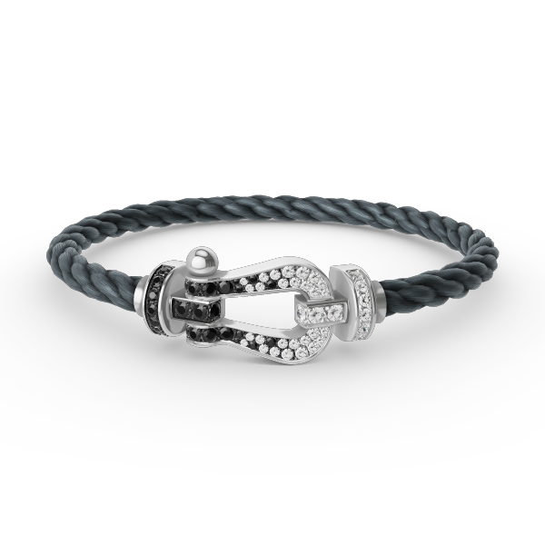 [Love Lucky]FORCE LARGE HORSESHOE BLACK WHITE DIAMOND BRACELET SILVER
