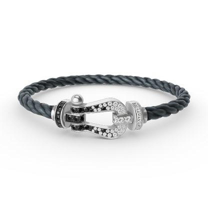[Love Lucky]FORCE LARGE HORSESHOE BLACK WHITE DIAMOND BRACELET SILVER