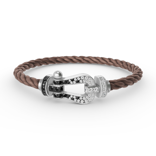 [Love Lucky]FORCE LARGE HORSESHOE BLACK WHITE DIAMOND BRACELET SILVER