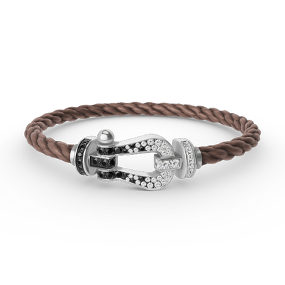 [Love Lucky]FORCE LARGE HORSESHOE BLACK WHITE DIAMOND BRACELET SILVER