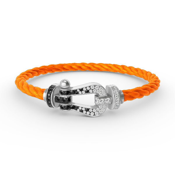 [Love Lucky]FORCE LARGE HORSESHOE BLACK WHITE DIAMOND BRACELET SILVER