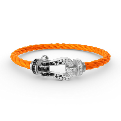[Love Lucky]FORCE LARGE HORSESHOE BLACK WHITE DIAMOND BRACELET SILVER
