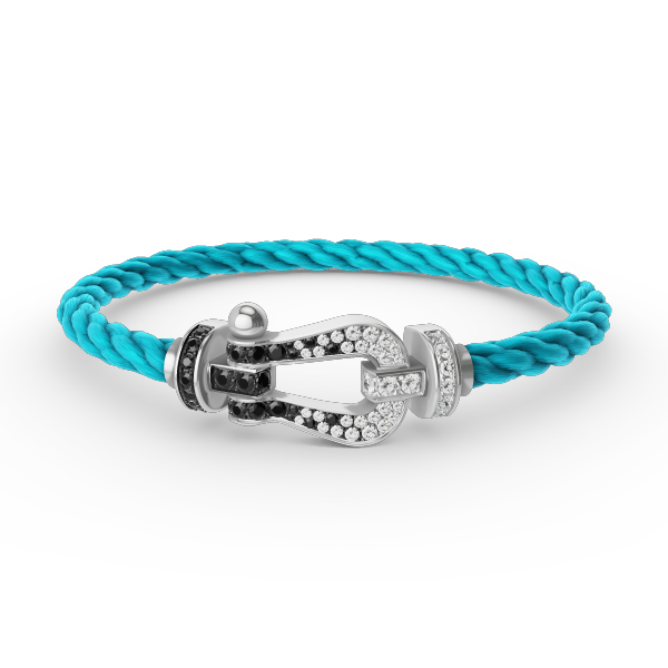 [Love Lucky]FORCE LARGE HORSESHOE BLACK WHITE DIAMOND BRACELET SILVER