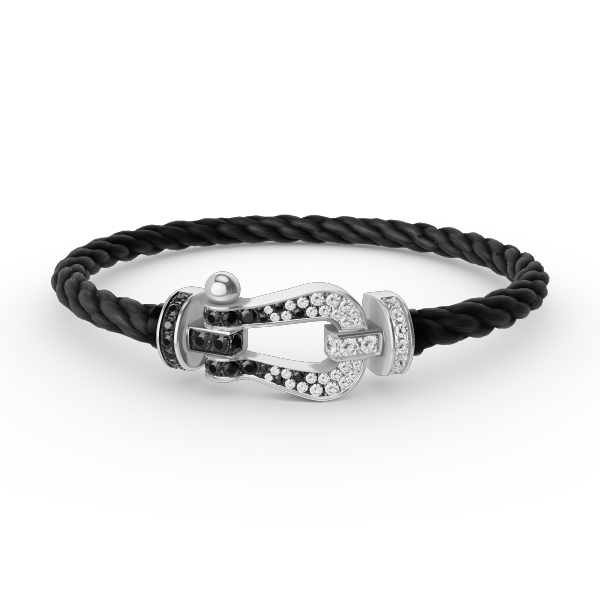 [Love Lucky]FORCE LARGE HORSESHOE BLACK WHITE DIAMOND BRACELET SILVER