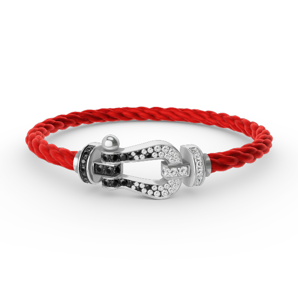 [Love Lucky]FORCE LARGE HORSESHOE BLACK WHITE DIAMOND BRACELET SILVER