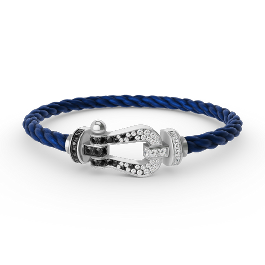 [Love Lucky]FORCE LARGE HORSESHOE BLACK WHITE DIAMOND BRACELET SILVER
