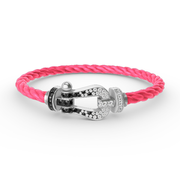 [Love Lucky]FORCE LARGE HORSESHOE BLACK WHITE DIAMOND BRACELET SILVER