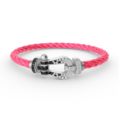 [Love Lucky]FORCE LARGE HORSESHOE BLACK WHITE DIAMOND BRACELET SILVER