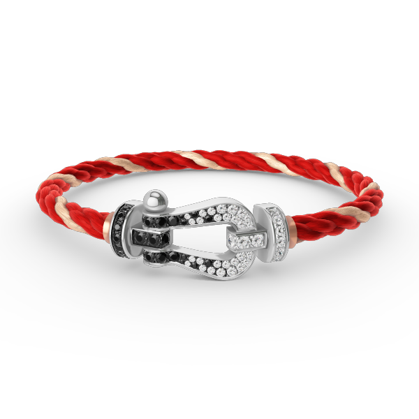 [Love Lucky]FORCE LARGE HORSESHOE BLACK WHITE DIAMOND BRACELET SILVER