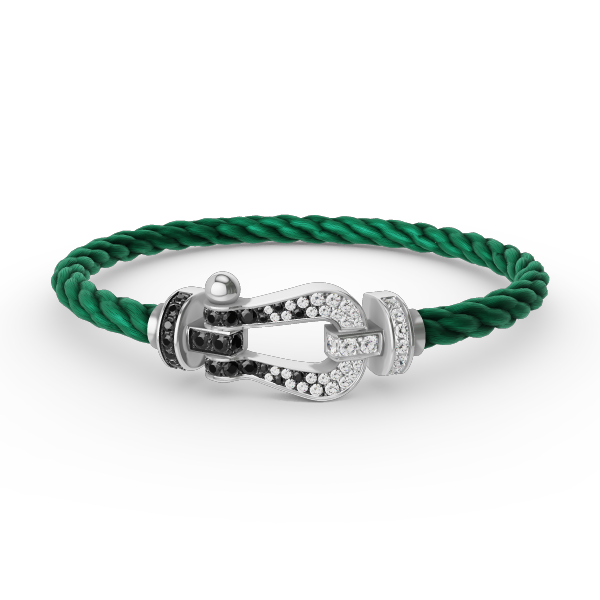 [Love Lucky]FORCE LARGE HORSESHOE BLACK WHITE DIAMOND BRACELET SILVER